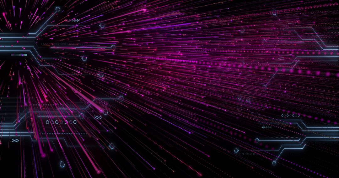 Futuristic Neon Cyber Circuit with Streaming Light Beams