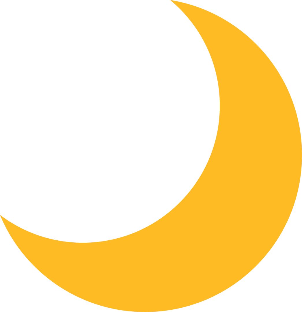 Bright Yellow Crescent Moon on a Transparent Background