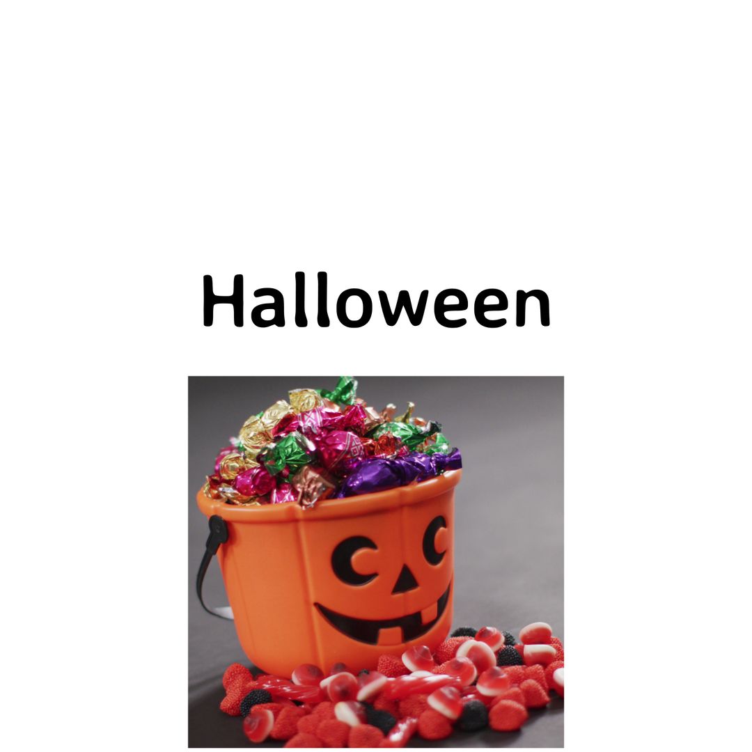 Halloween Pumpkin Bucket with Colorful Candy Assortment