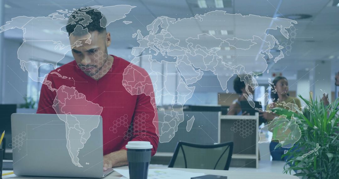 Professional Working in Modern Office with Global Connections