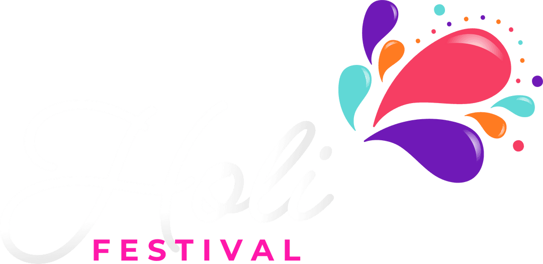 Colorful Holi Festival Text with Splashes on Transparent Background