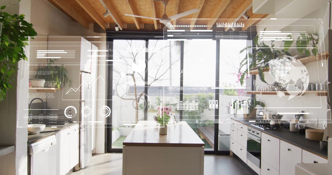 Innovative Financial Data Display in Modern Kitchen Space