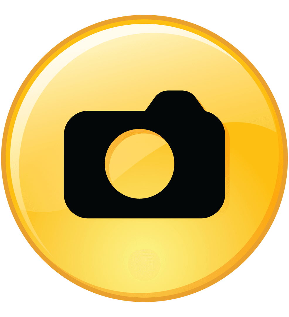 Transparent Yellow Circle with Camera Icon for Photography Design
