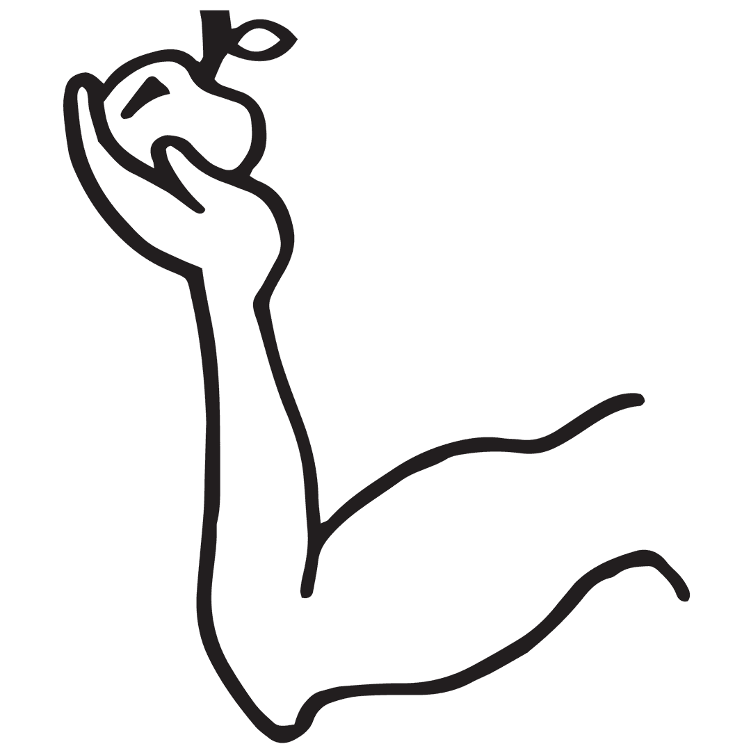 Stylized Transparent Hand Holding Apple Outline Illustration