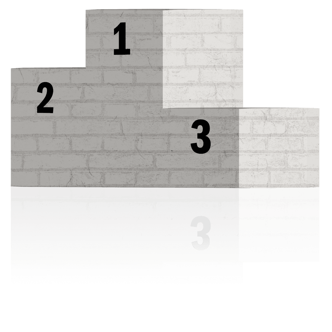 Transparent Podium with Numbered Sections on Brick Wall