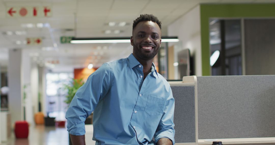Smiling African American Professional in Modern Office Setting