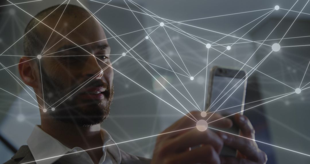 Businessman Engaging with Technology Networks and Connections
