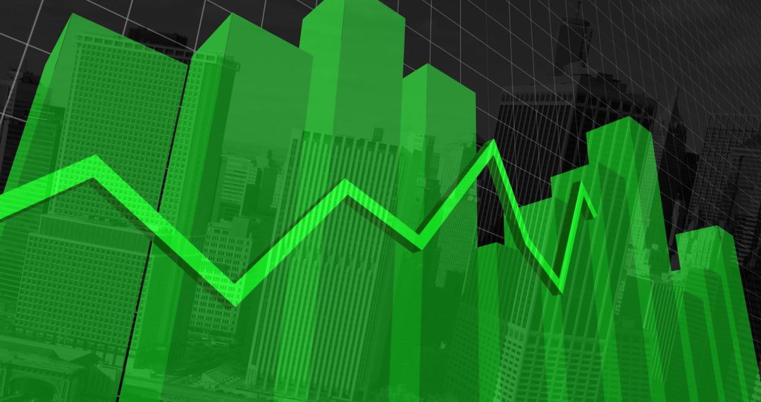 Global Business Growth Concept with Green Financial Line Graph