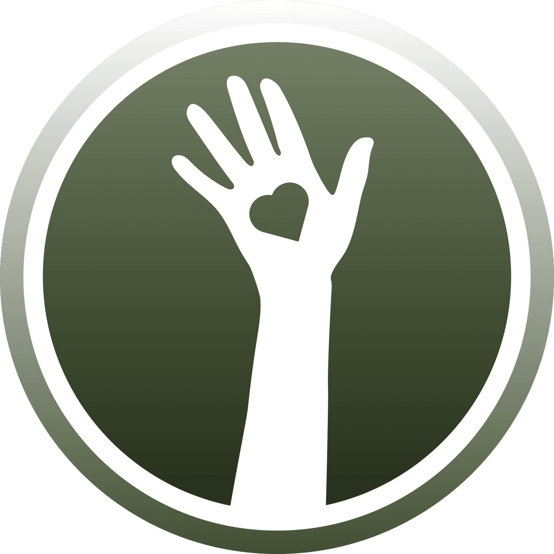 Hand with Heart Inside Circle on Transparent Background