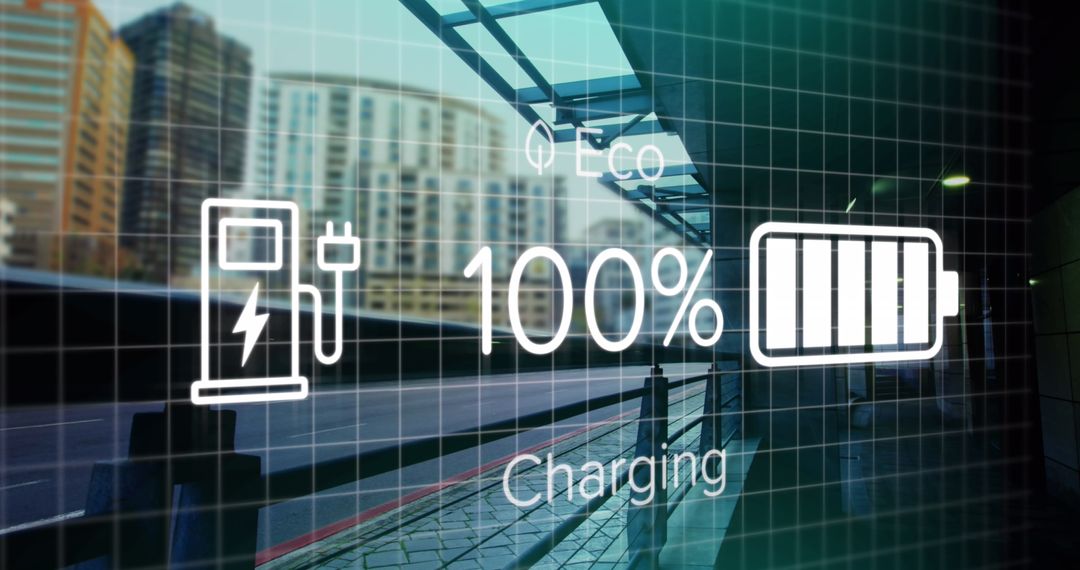 Eco Charging Concept on Digital Display in Urban Setting