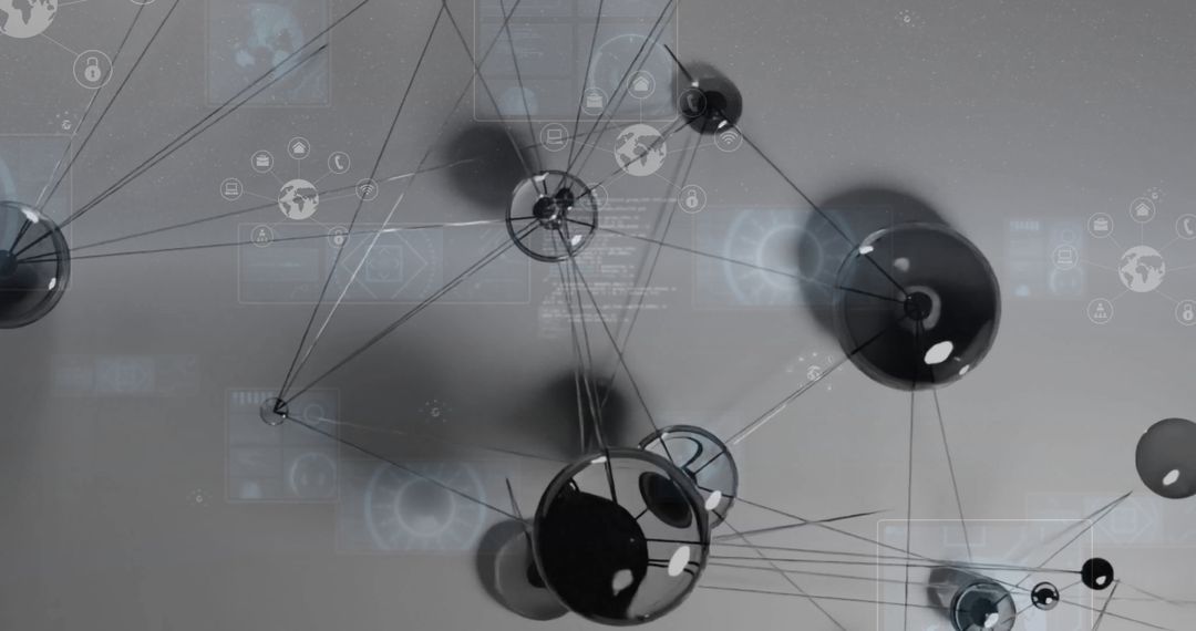 Futuristic Network and Data Visualization on Gray Background