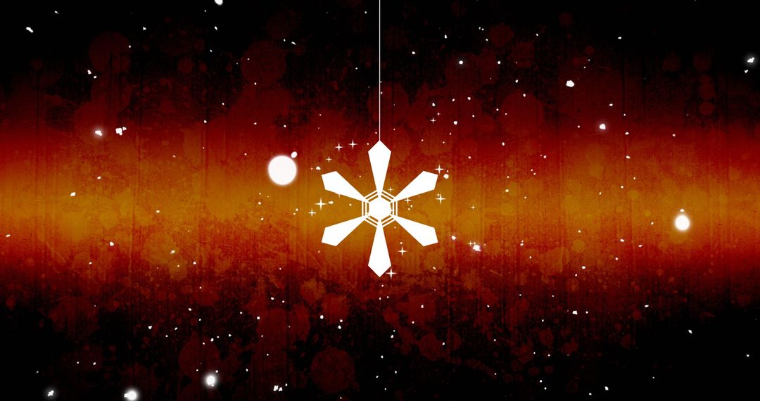 Abstract Snowflake Hanging Against Festive Glowing Background