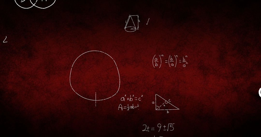 Chalkboard of Math Illustrations With Mathematical Symbols and Formulas