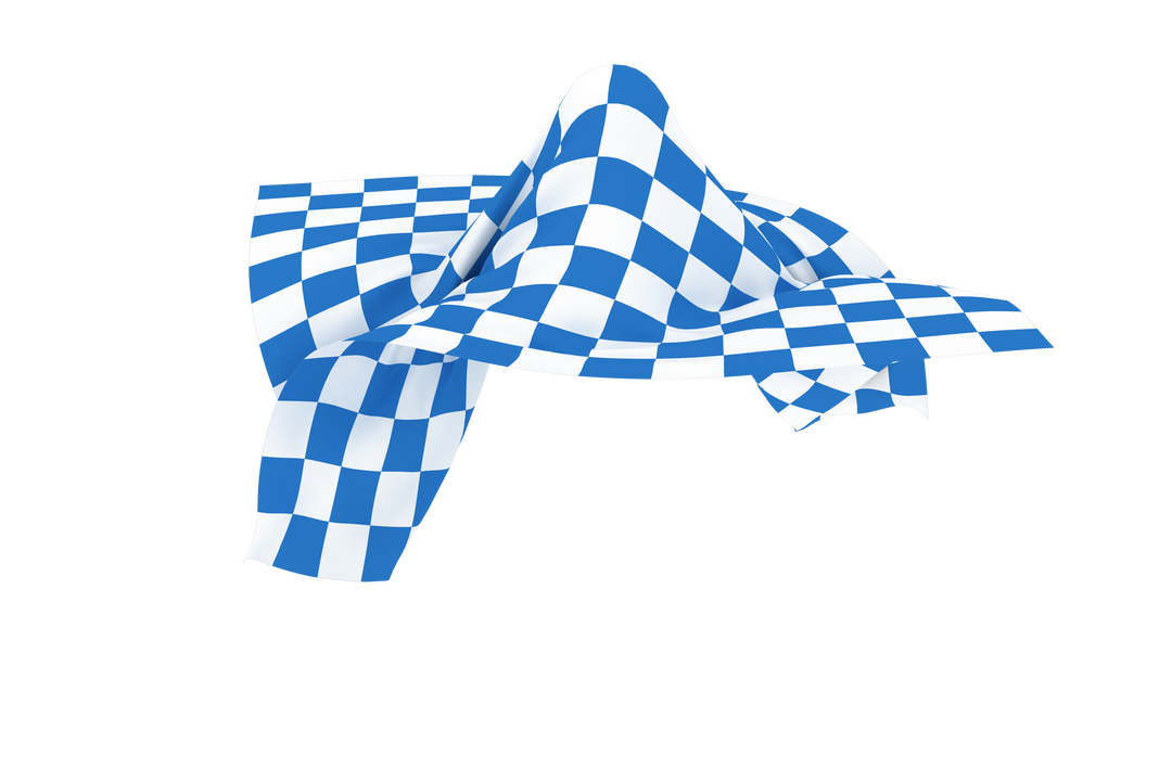 Blue and White Checkered Flag in Dynamic Wave Shape on Transparent Background - Download Free Stock Images Pikwizard.com