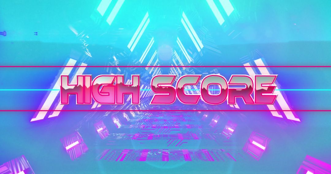 Neon High Score Banner in Futuristic Tunnel Design