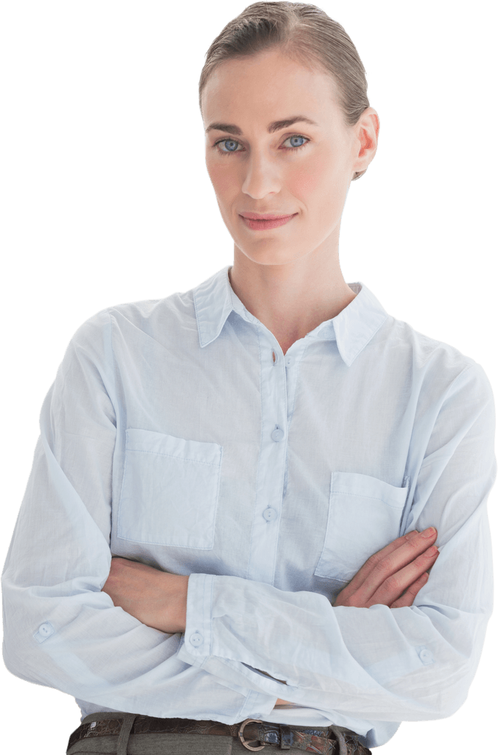Professional Businesswoman with Neutral Expression Transparent Background