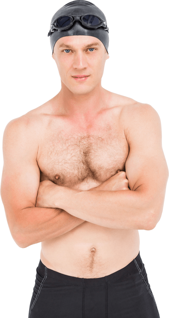 Transparent Image of Confident Swimmer with Arms Crossed