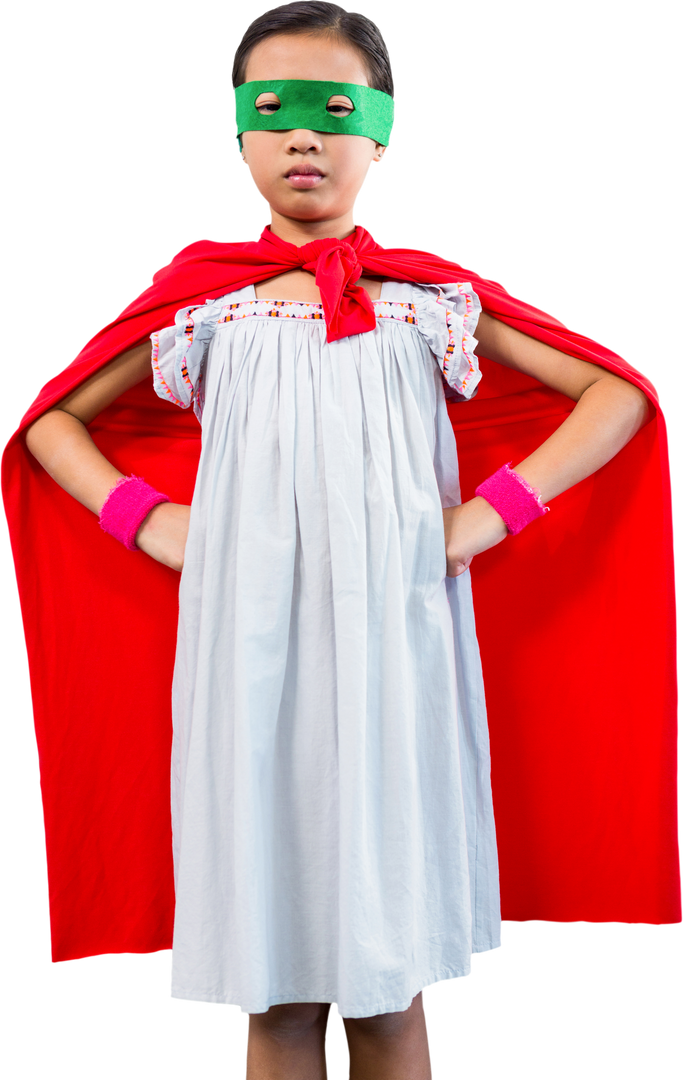 Confident Child Superhero in Red Cape and Green Mask - Download Free Stock Images Pikwizard.com