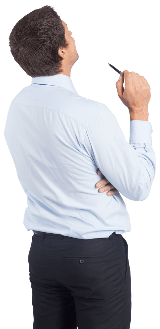 Reflective Businessman Contemplating Ideas Transparent Background