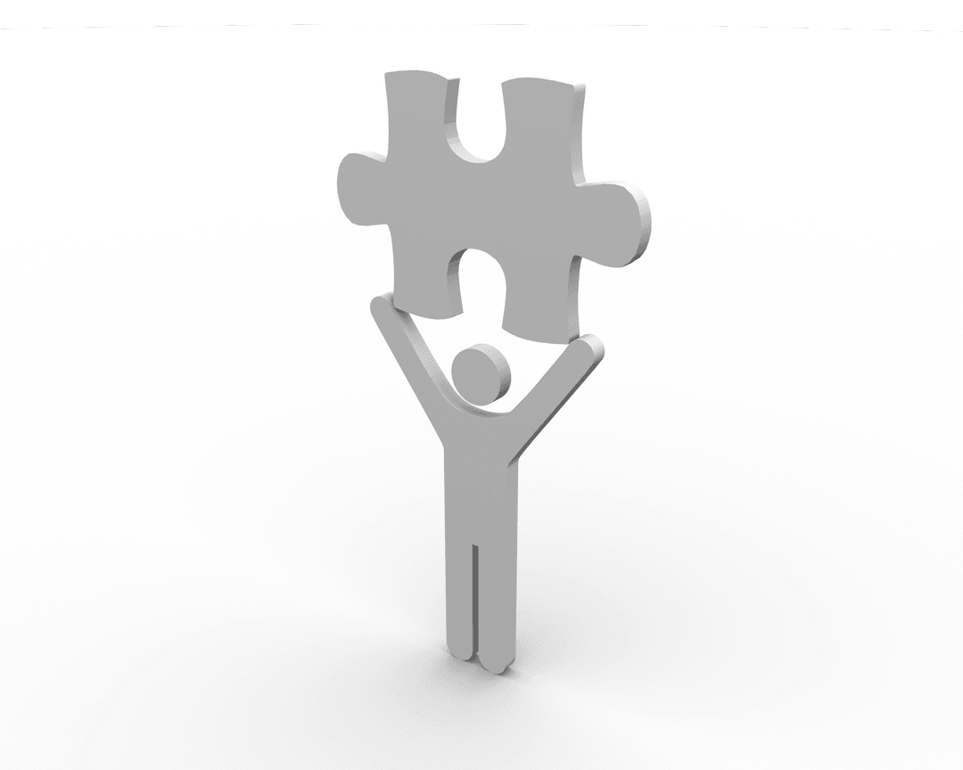 Person Holding Puzzle Piece on Transparent Background