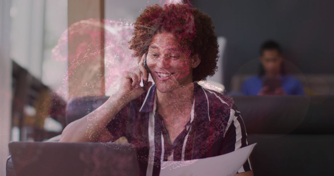 Businessman Engaging in Virtual Communication with Smartphone
