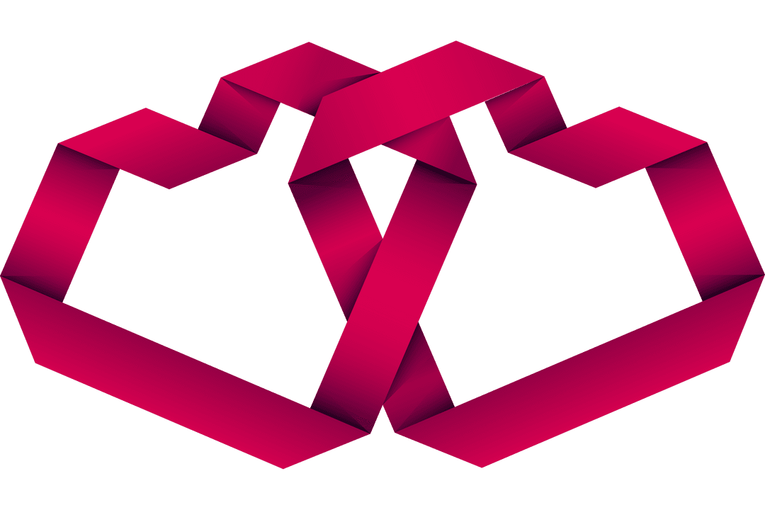 Connected Red Hearts Graphic on Transparent Background