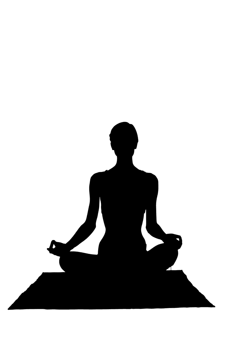 Transparent Yoga Pose Silhouette Practicing on Mat