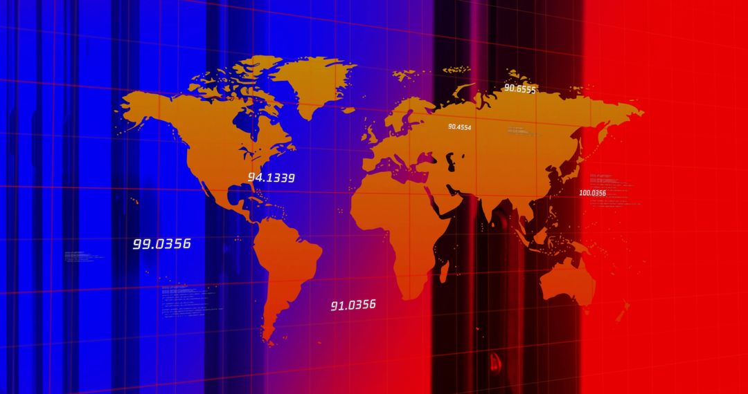 High-Tech Abstract World Map with Data Overlay