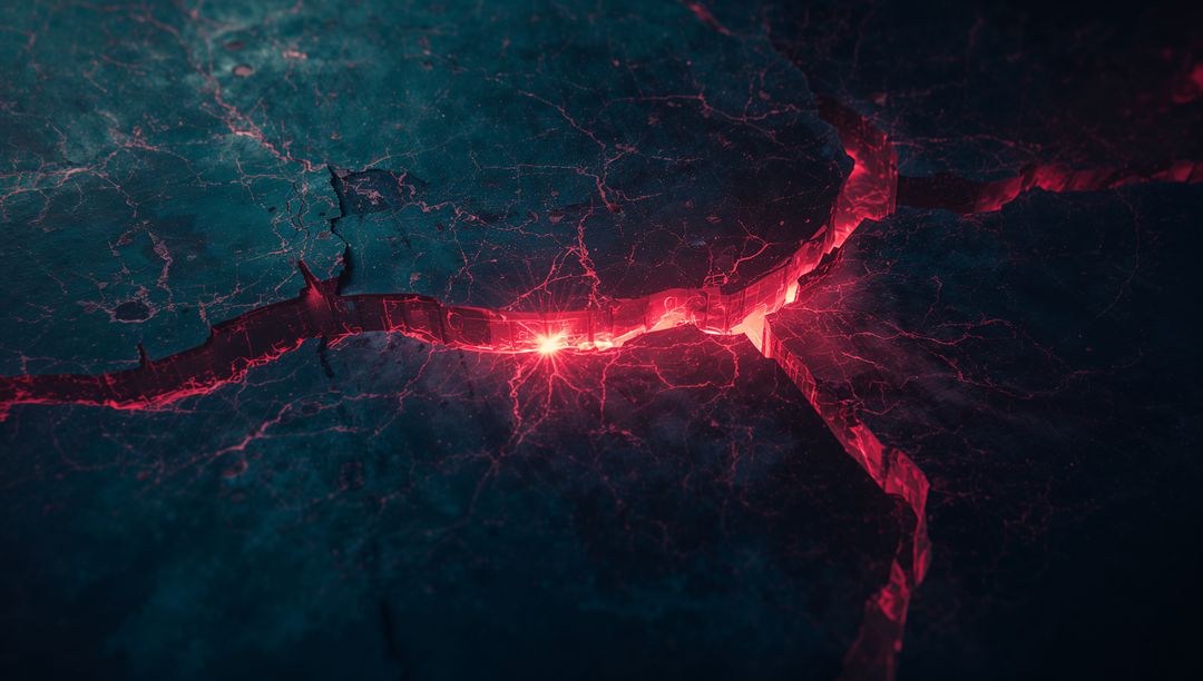 Glowing Red Fissure in Barren Rocky Ground