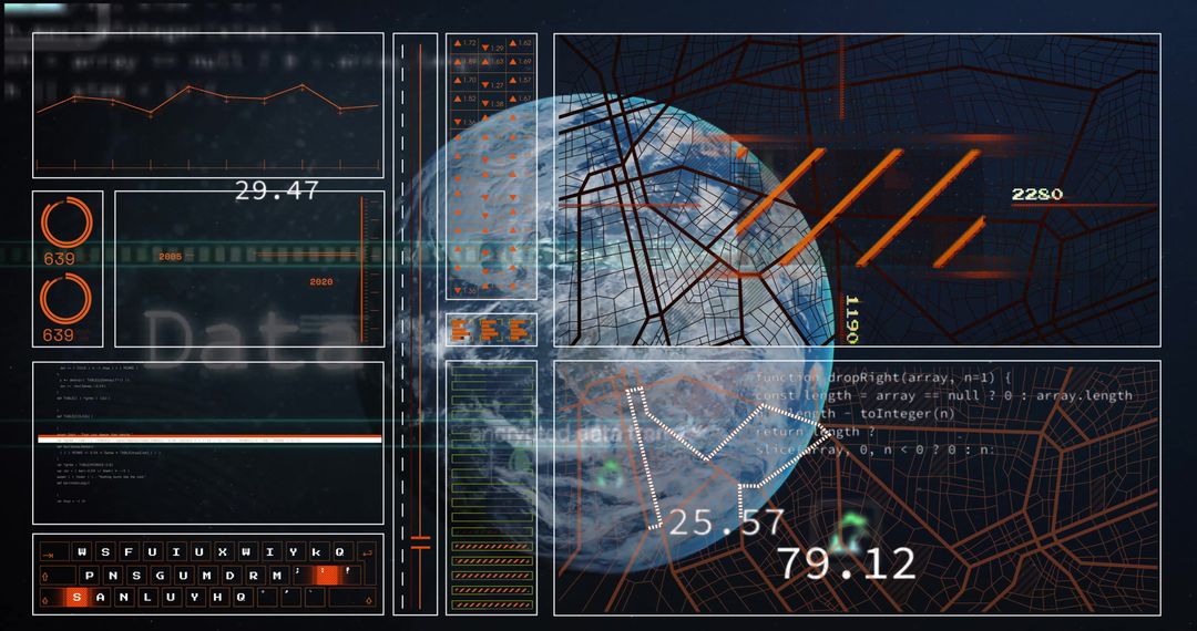 Digital Data Overlay on Global Matrix Theme