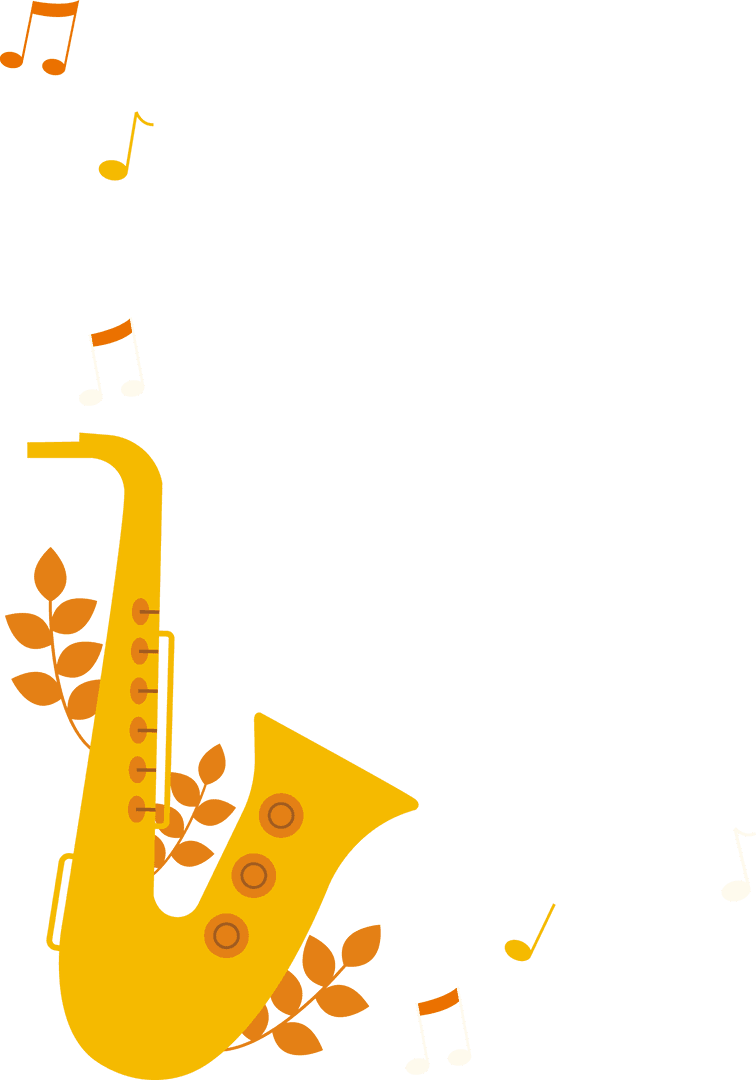 Vibrant Saxophone on Transparent Background Design