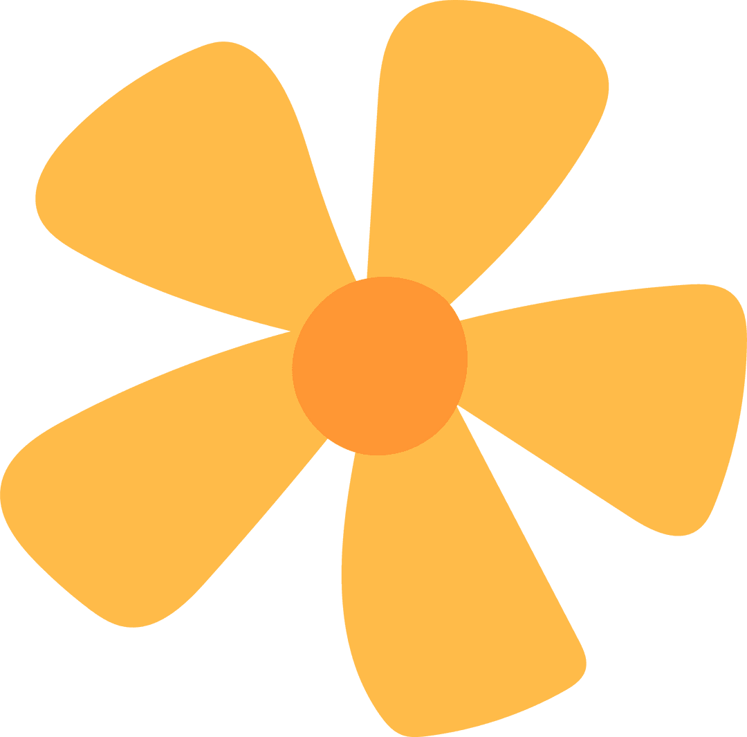Orange Stylized Flower with Six Petals on Transparent Background