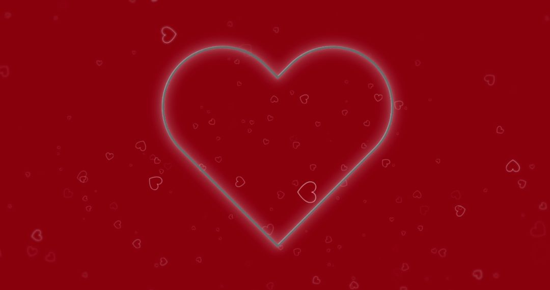 Floating Red Hearts With Neon Heart on Red Background - Free Images, Stock Photos and Pictures on Pikwizard.com