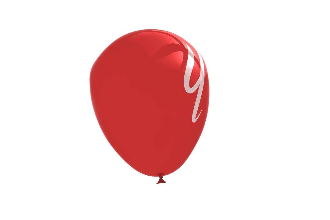 Red Balloon with Number Symbol on Transparent Background