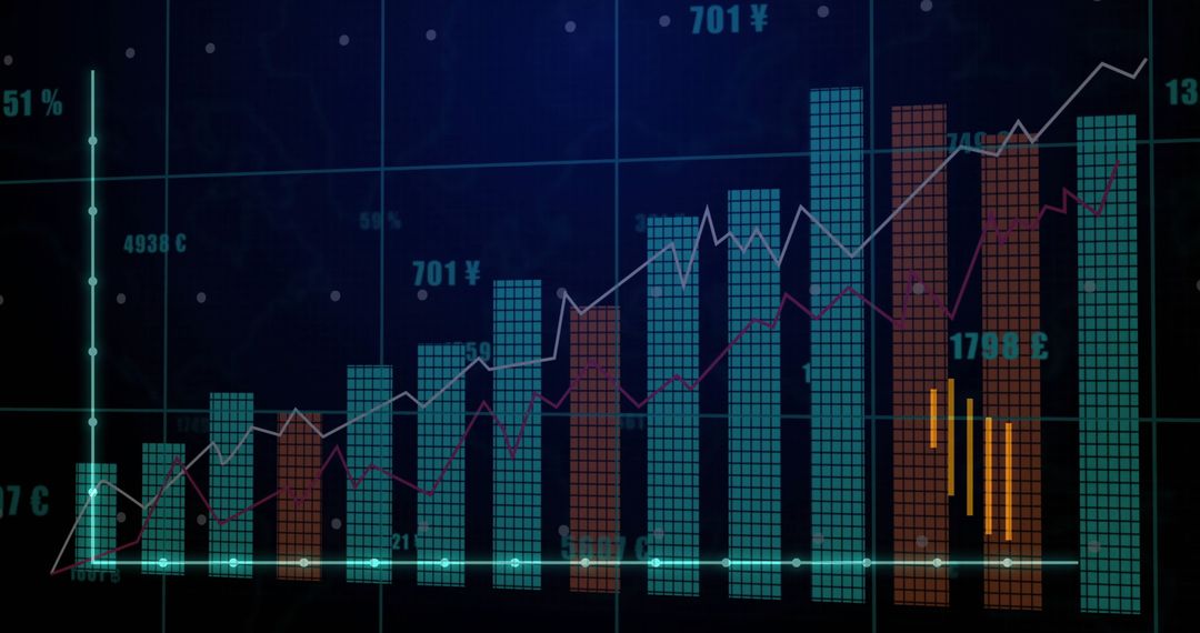 Financial Dashboard with Rising Bar and Line Charts Visualization
