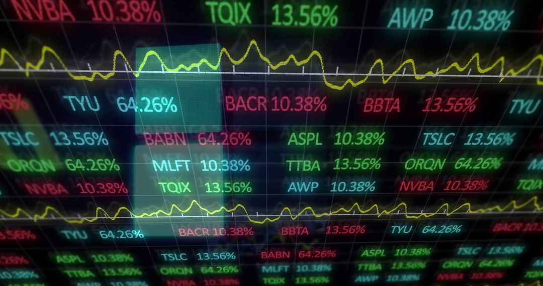 Digital Stock Market Display with Scrolling Symbols
