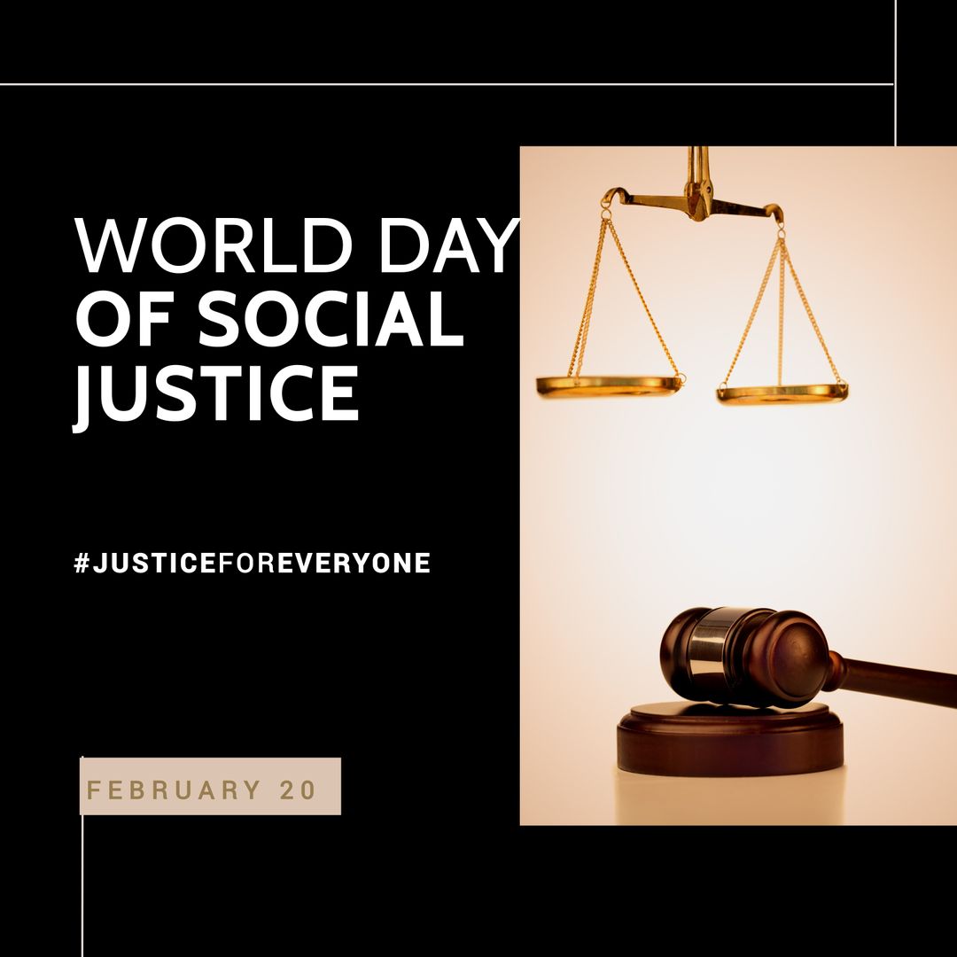 World Day of Social Justice with Scales and Gavel Symbolism