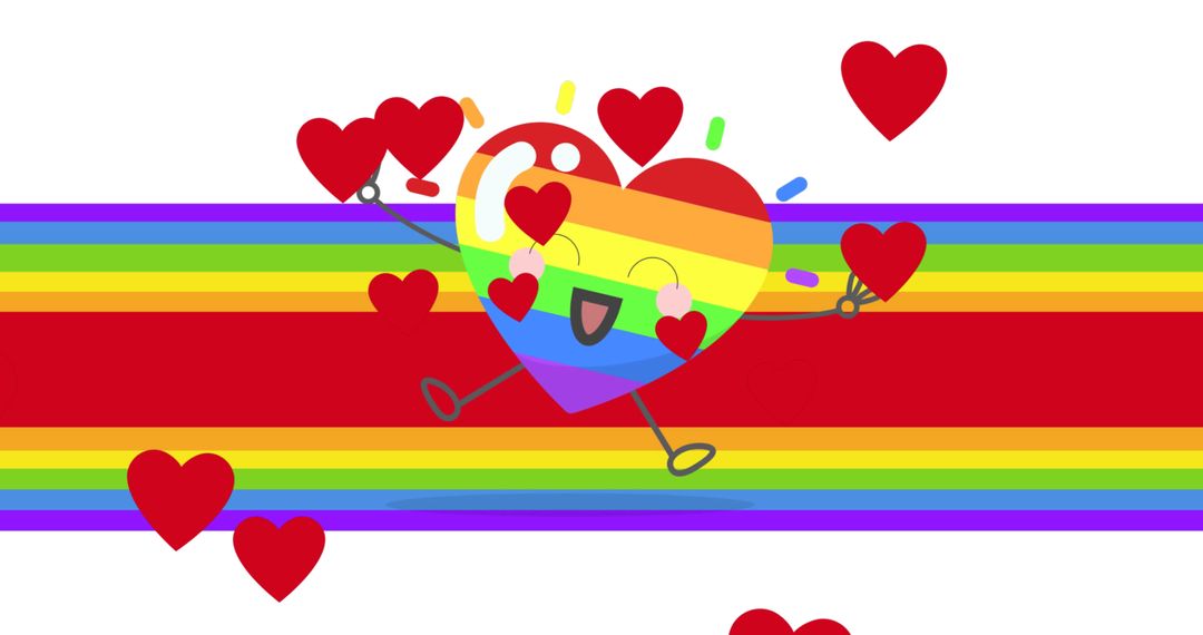 Cartoon Rainbow Heart Celebrating LGBTQ Pride and Love