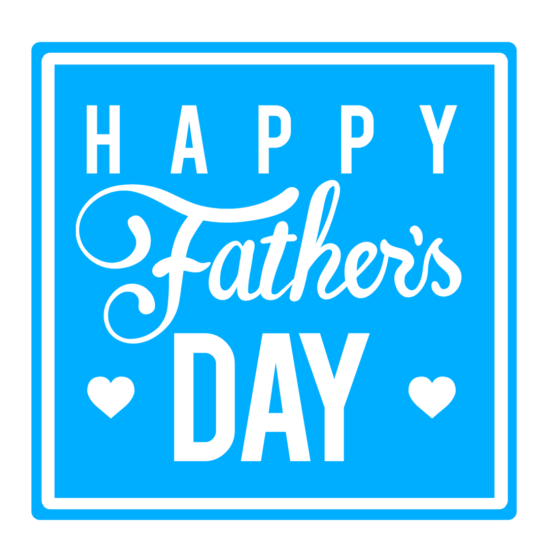 Happy Father's Day Message with Hearts on Transparent Background