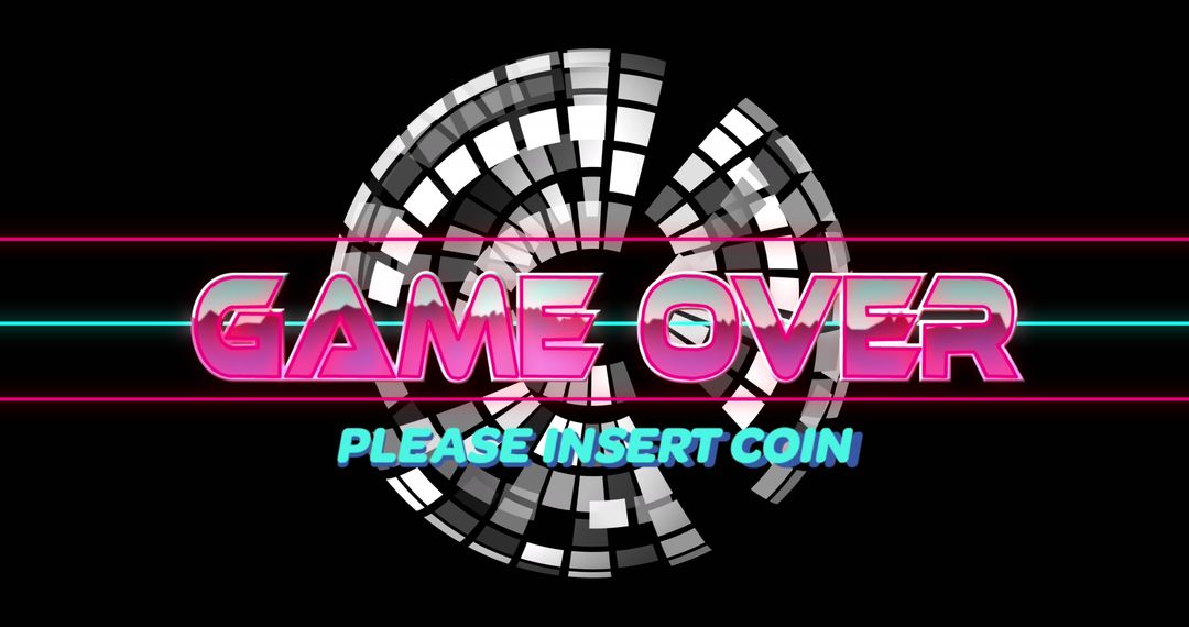 Retro Game Over Text on Digital Glowing Background