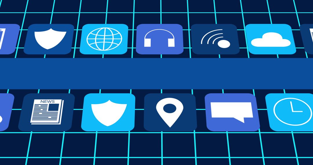 Digital Icons on Grid in Online Connectivity Concept