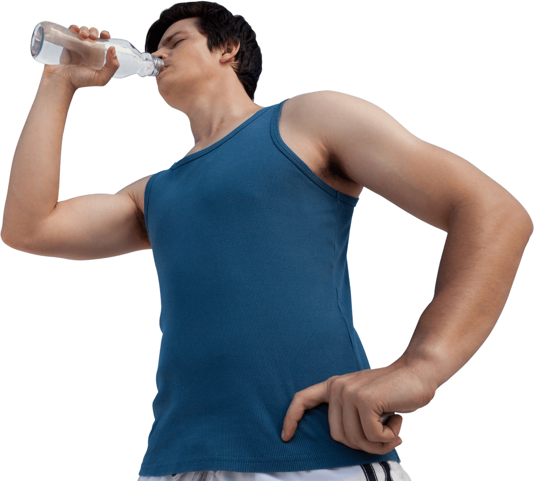Transparent Low Angle View of Man Drinking Water