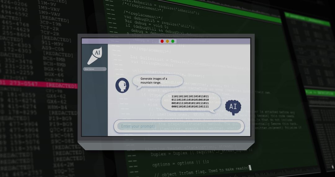 AI Chat Interface Over Data Coding Background