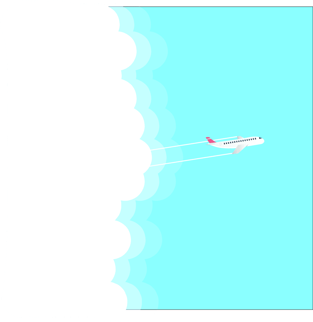 Airplane Flying Through Clouds Transparent Background Illustration
