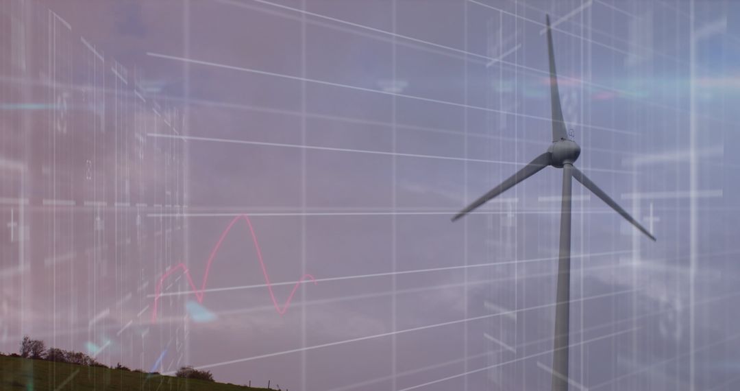 Digital Overlay of Financial Data on Wind Turbine - Free Images, Stock Photos and Pictures on Pikwizard.com