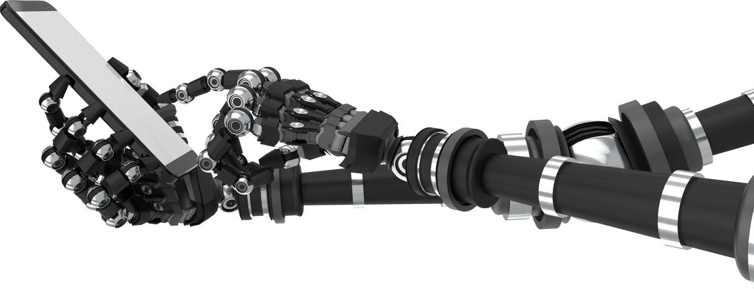 AI Robot Hands Holding Smartphone Transparent Background