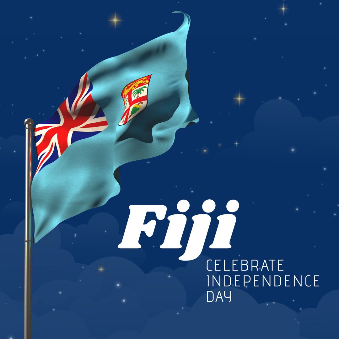Fiji Independence Day Celebration with Waving Flag