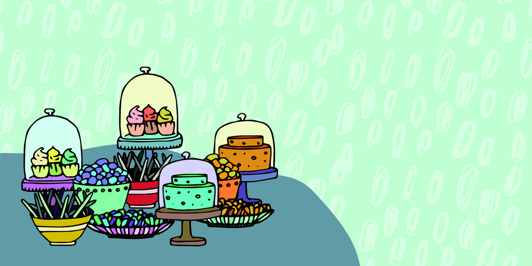 Colorful Dessert Table with Various Cupcakes and Treats - Transparent Background