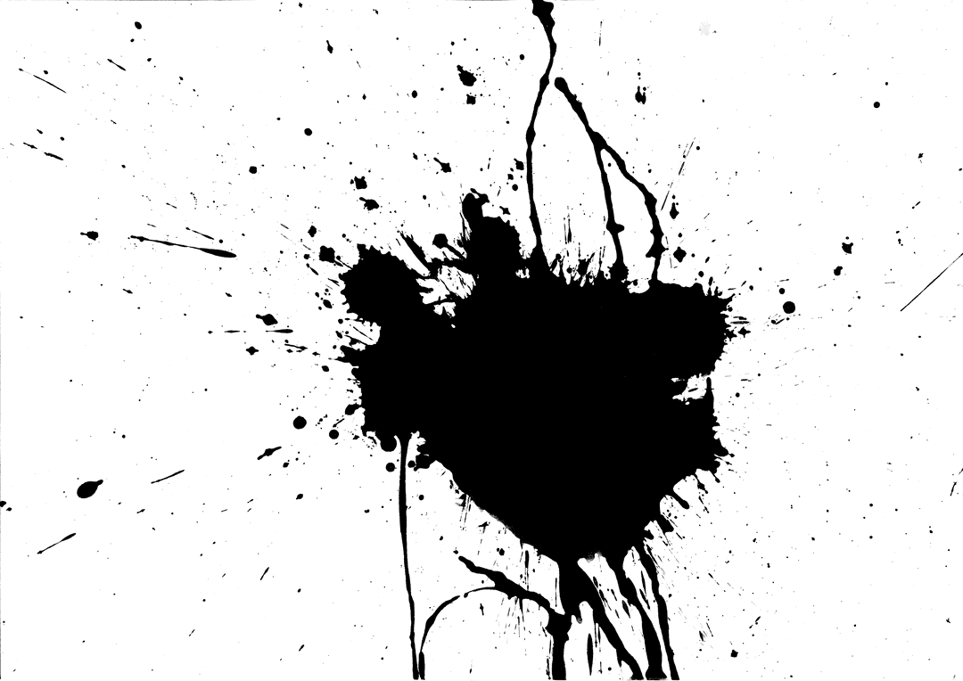 Transparent Black Ink Splat with Drops for Creative Designs