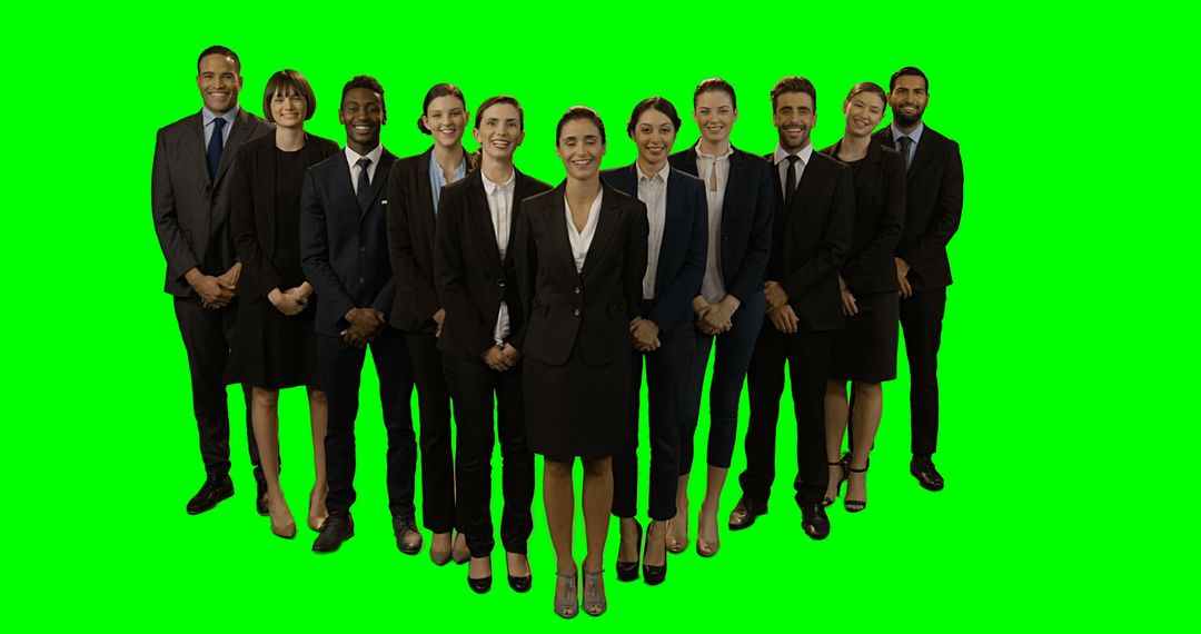 Group of Confident Business Professionals in Formal Attire on Green Background - Free Images, Stock Photos and Pictures on Pikwizard.com